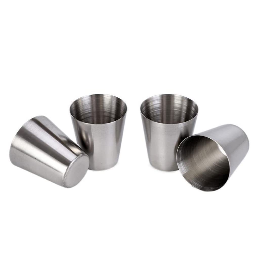 Tiardey Juego De 4 Vasos De Chupito De Acero Inoxidable 70ml - Resistente Y Portátil Para Whisky, Tequila, Expresso - Ideal Para Bar, Hogar O Camping