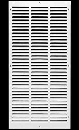 HVAC Premium 14'' x 32'' [Duct Opening] Flat Stamped Steel Return Air Grille - Sidewall and Ceiling - HVAC Vent Duct Cover - White [Outer Dimensions: 15.75''w X 33.75''h]