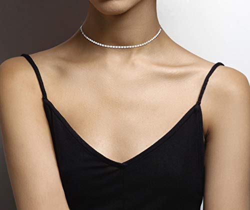 Miabella SSI007635BD 925 Sterling Silver Figaro, Beaded Singapore, Sparkle, Cuban Link Chain, Adjustable Choker Necklace thumb #2