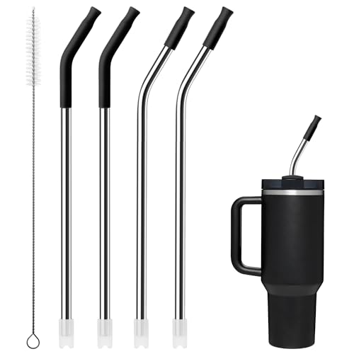 Soledea 4Pack Reusable Stainless Steel Metal Straws for 40 oz Tumblers