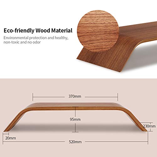Samdi Monitor Stand Desktop Computer Heighen Universal Wooden Stand Dock Holder Display Bracket For Imac Pc Notebook Laptop (Walnut Color) #TOP6