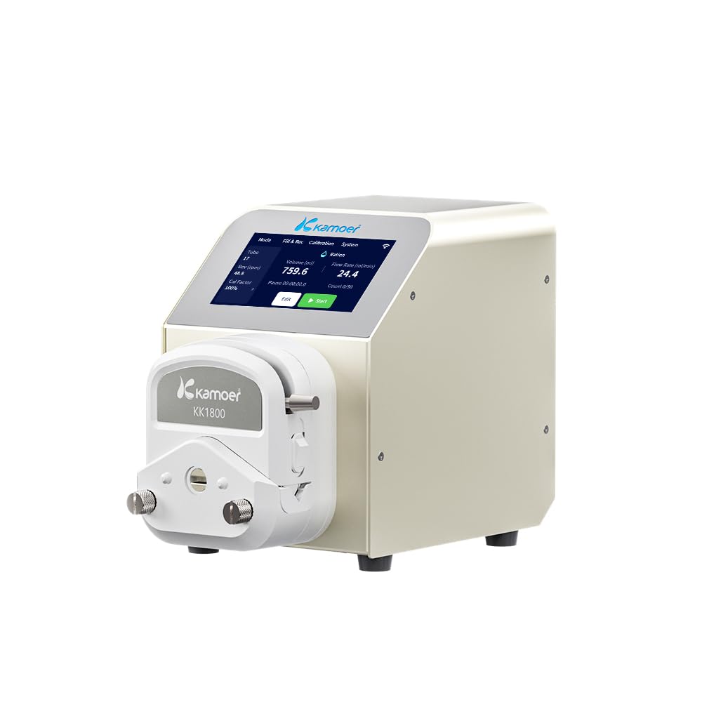 Kamoer UIP V2 Intelligent 0.1~1500ml/min high Flow peristaltic Pump with high-Precision Closed-Loop Stepper Motor 100V~240VAC dosing Pump Foot Switch RS485 Touch Screen Control for lab/Factory