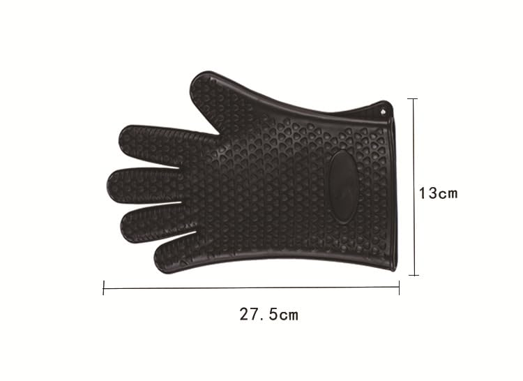 Gants épais en silicone antidérapant de 130 g, gants de four à micro-ondes, outils de cuisson à cinq doigts isolés thermiquement, 27 cm x 16,5 cm