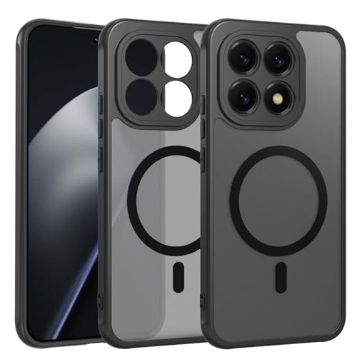 ZYIMOU Cover per Xiaomi 15T Compatibile con MagSafe, Magnetica Custodia Traslucida Opaca Posteriore Antiurto Antigraffio Retro Protettiva Case, Nero