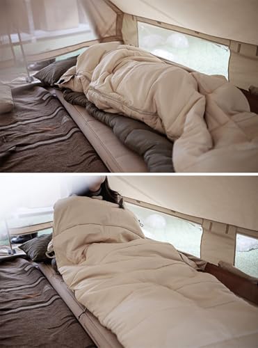 Saco de dormir doble de 4 estaciones para acampar en pareja 5