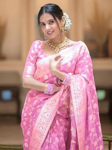Image of Yashika Women's Pure Kanjivaram Silk Saree Soft Banarasi Style Wedding With Blouse Piece | Saree For Women | New Sari