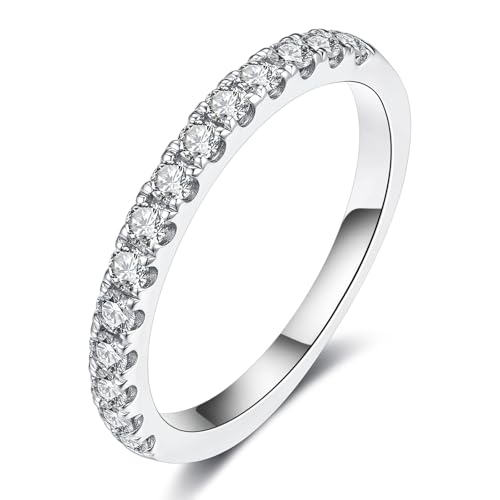 IMOLOVE Lab Grown Diamond Wedding Bands for Women, 0.42 Carat Eternity Rings in 18K White Gold...