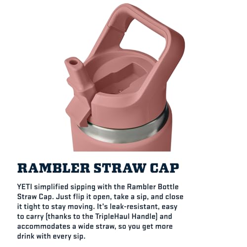 Image of YETI Rambler 26 oz Bottle, Vacuum Insulated, Stainless Steel with Color Matching Straw Cap