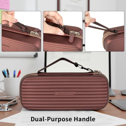 Image of Stethoscope Case for 3M Littmann Classic III and BP Cuff-Brown | Also Fits Paramed, for FriCARE and for Scienlodic; Layered Pockets Organize Medical Tools, Case Only