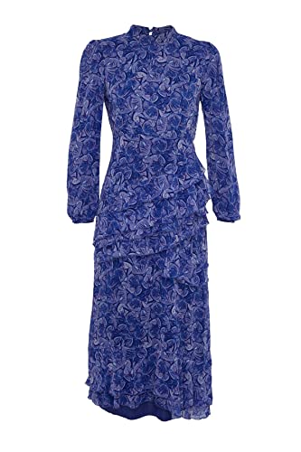 Robe violette à volants fluide au mouvement gracieux pour femme