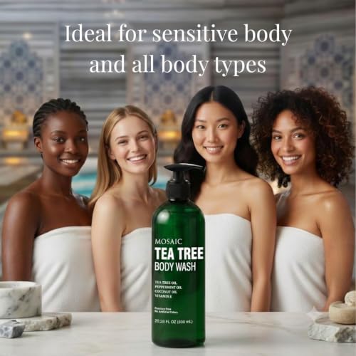 Image of AnatoliaDaphne Tea Tree Body Wash and Shower Gel with Vitamin E for Jock Itch, Eczema, Ringworm, Body Odor, Body Wash Women & Men with Added Body Oils,LARGE 20.2 FL Oz Bottle (Tea Tree, Pack of 2)