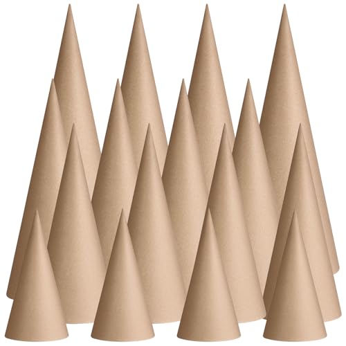 YXSJAS 16 Pcs Christmas Paper Mache Cone Open Bottom Cardboard Craft Cones Cardboard Tree Cones Christmas Tree Gnome Ornament for Christmas Wedding Holiday Table Centerpiece DIY Art Project Decoration