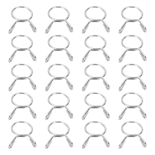 Image of sourcing map Fuel Line Hose Clips 20Pcs 12mm ID 13.7mm Clamp Dia. 304 Stainless Steel Tubing Spring Clips Clamps Assortment for Air Hose Tube Water Pipe Motorcycle Scooter ATV, Silver
