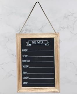 Chalk Brown Board Wood Weekly Menu Planner | Meal & Memo Notes Organizer | Rectangle Plaque for Kitchen Events & Weekly Planning