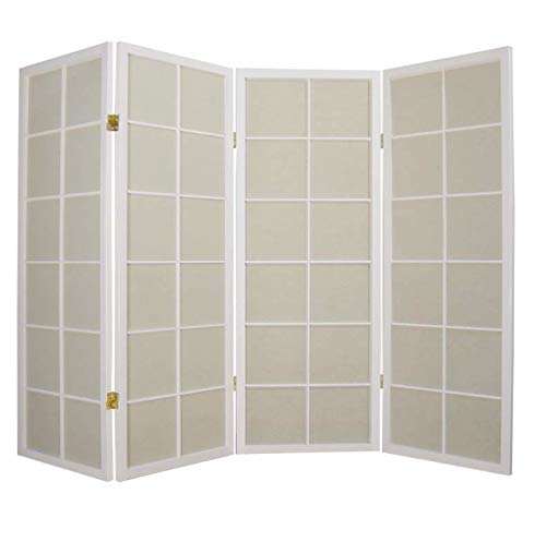 Fine Asianliving Biombo Japonés A180xA130cm 4 Paneles Shoji Papel de Arroz Blanco Separador biombo Separador Divisor Habitación Biombos de Dormitorio Diseño