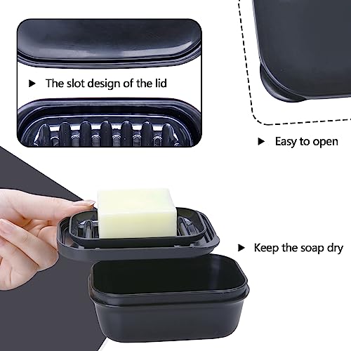 Paquete de 1 contenedor de viaje de jabón portátil estuche de jabón a prueba de fugas caja de jabón jabón negro - Imagen 2 de 19