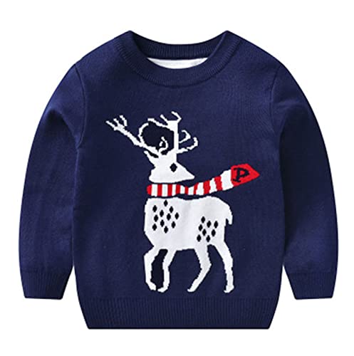 Image of HILEELANG Toddler Boy Girl Christmas Sweater Pullover Reindeer Elk Snowman Sweatshirts Tops