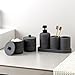Haocoott Bathroom Accessories Set, 6 PCS Modern Bathroom Accessory Set with 15 OZ Soap Dispenser, Toothbrush Holder, Vanity Tray, Tumbler, 2 PCS Qtip Holders (Grey)