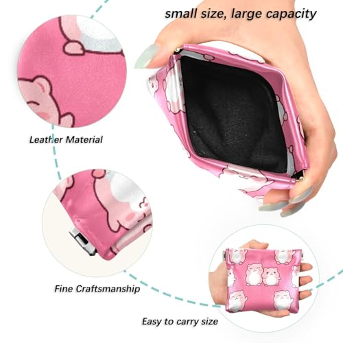 Cartoon Hamster Pink Coin Purse Leather Pouch Change Purse, Squeeze Coin Pouch for Cards, Keys & Lipsticks, Unisex2
