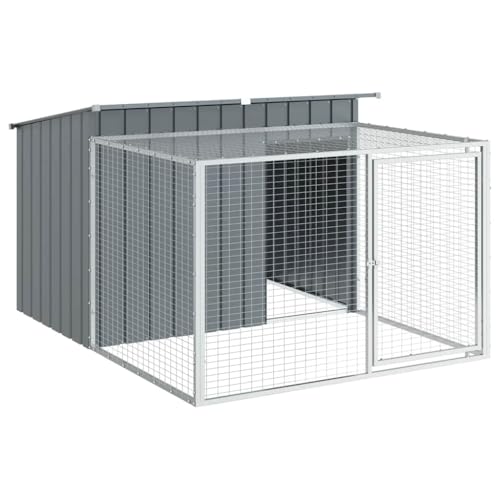 vidaXL Casetta Cani con Corsa Antracite 153x194x110 cm Acciaio Zincato