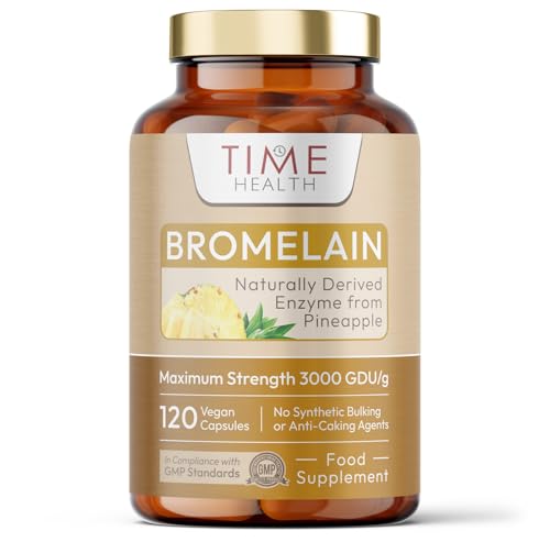 Bromelain Capsules - High Strength 3000 GDU - Highly Dosed 500mg per Capsule - Naturally Derived from Pineapple - UK Made - Zero Additives - Vegan - Pullulan - 120 Capsules