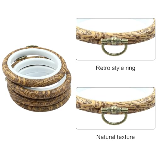 Image of Hordion 4 Pieces 3.2 Inch Embroidery Hoops, Imitated Wood Cross Stitch Hoop Ring Round Embroidery Hoop Frame for Ornaments Art Craft Sewing, ZC24012577