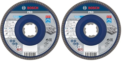 Bosch Professional gerade Fächerschleifscheibe Best (für Metall, X-LOCK, X571, Ø125 mm, Körnung K120, BohrungsØ 22,23mm) (Packung mit 2)