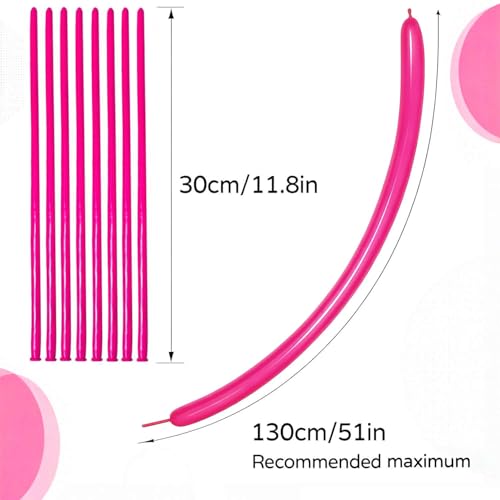 Image of 260 Hot Pink Long Balloons for Balloon Garland Thickening Skinny Latex Twisting Animals Modeling Christmas Birthday Wedding Party Festival Decorations 100pcs