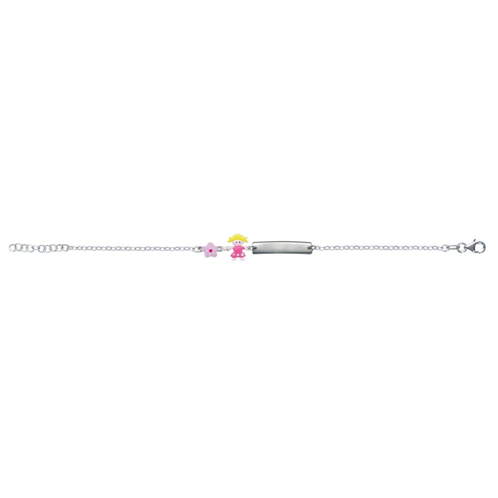 Identität Baby in Silber rhodiniert mit Mädchen und Blume (31812438)