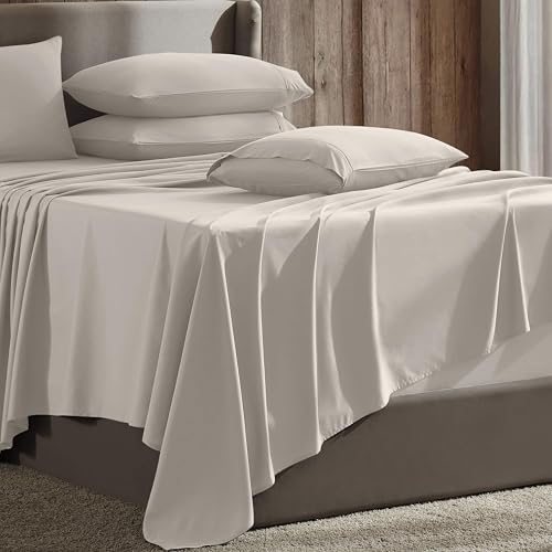 Image of Hearth & Harbor Extra Deep Pocket Sheet Sets, Luxury Soft 6 Piece Bed Sheet Set Fits Mattress 18-24 Inches - Cal King Size, Linen