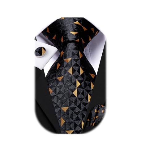 Image of Dubulle Mens Tie Set Solid Paisley Silk Striped Necktie for Men with Cufflinks Tie and Pocket Square