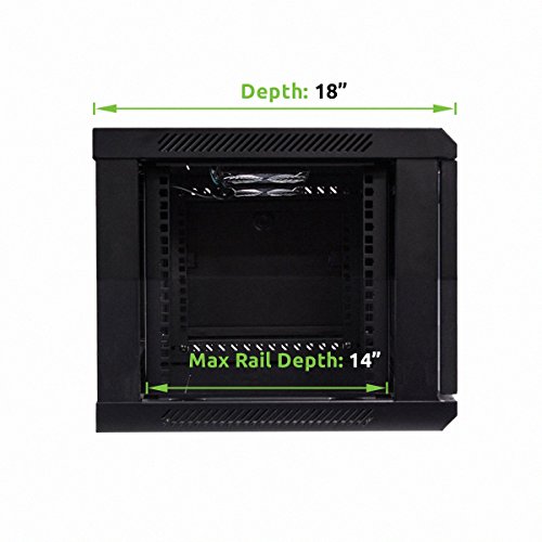 Navepoint 6U Wall Mount Network Cabinet For 19” It Equipment, A/V, Tempered Glass Door, Side Panels, Locks, 2 Fans, 450Mm Depth, Max Weight 132 Lbs #TOP1