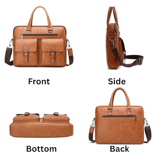 Image of CAVALO - Be Unique Leather Men's Laptop Bag Retro Messsenger Bag Men's Handbag Crossbody Bag Personality Briefcase (upto 14 inch) | Premium PU Leather