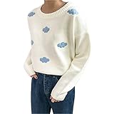 Women Harajuku College Wind Loose Cloud Pullover Female Kawaii Ulzzang Cute Punk Thick Casual Sweater White
