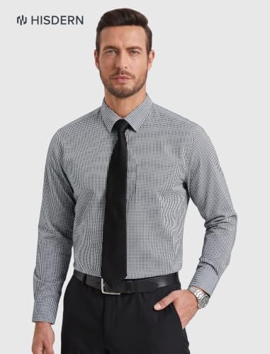 Image of HISDERN Mens Dress Shirt with Tie Pocket Square Set Classic Button Down Shirt Matching Tie Long Sleeve Shirts