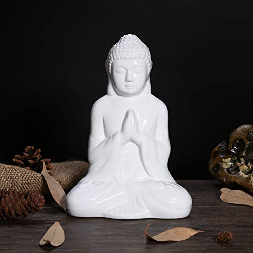 Estatua Mediana de Buda en Cerámica Blanca miniatura 2