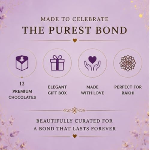 Image of MALVAS FOOD Rakhi Gift Hamper for Brother | Raksha Bandhan Gift Box with Designer Rakhi, 12 Assorted Chocolates (Dry Fruit, Mix Seeds & Premium Chocolates), Roli Chawal Chandan Mishri & Greeting Card | Ready-to-Gift Festive Combo