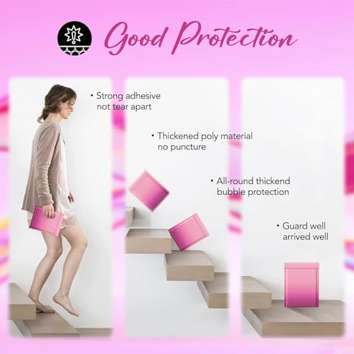 Image of Fuxury Opaque Bubble Mailers 6x10 inch 600 Pack, Gradient Pink Padded Envelopes