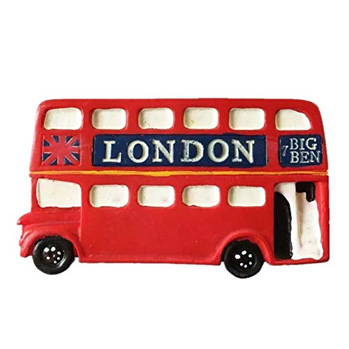 Imán de nevera autobús rojo Londres 3D resina artesanal miniatura 1