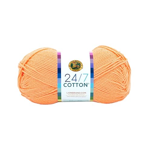Image of Lion Brand Yarn, 24 /7 Cotton Yarn, Creamsicle, Orange, 1 Pack | Light Worsted 100% Mercerized Cotton Yarn for Crochet, Knitting, Craft, 185 Yards of Natural Fiber for Tees, Bags, Dishcloths