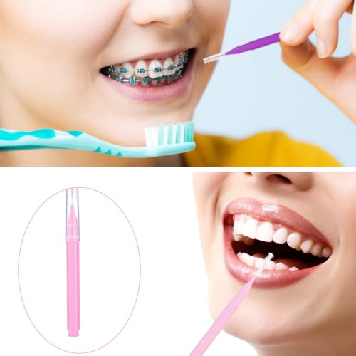 Image of Patelai 100 Pcs Braces Dental Brushes, Mixed Colors, Various Sizes