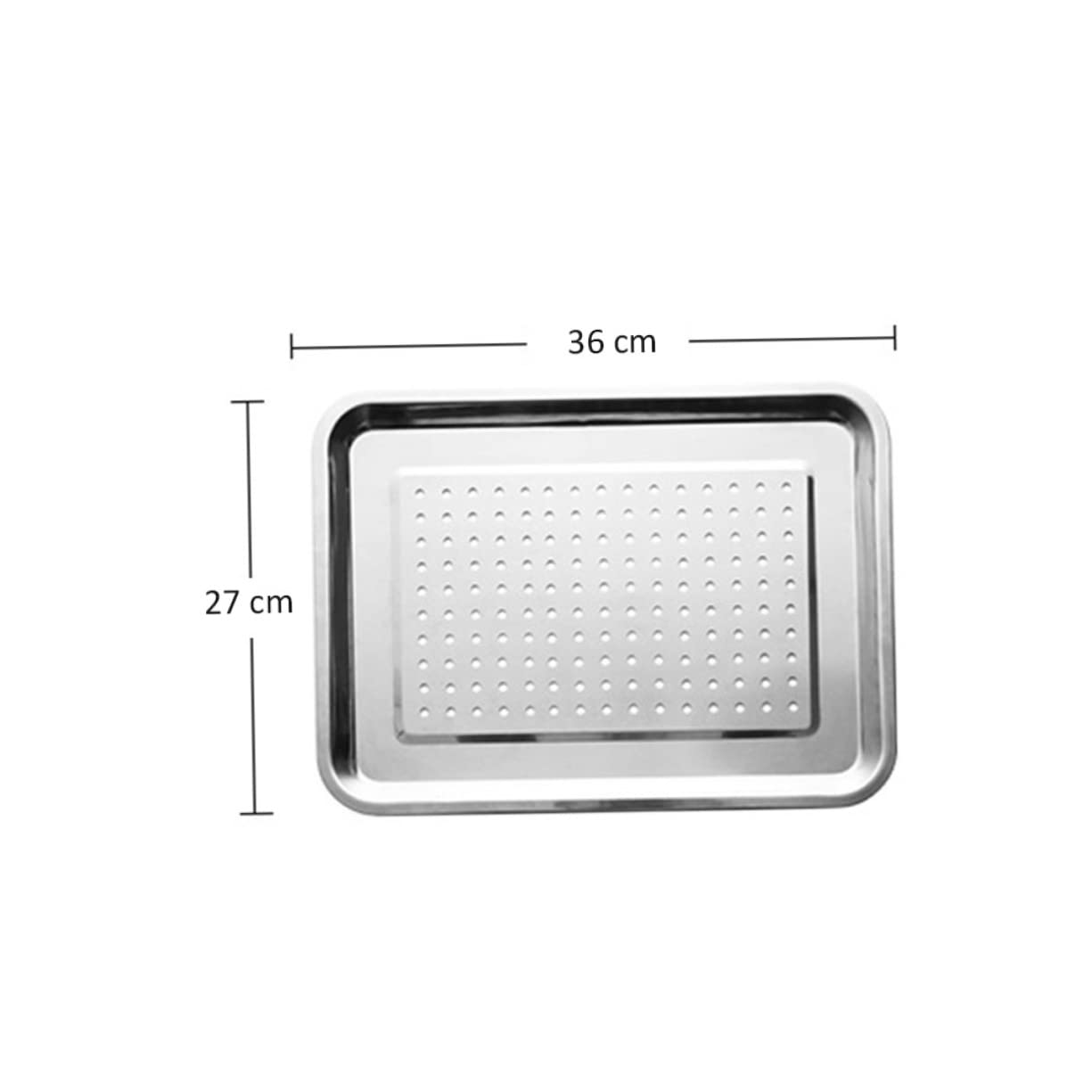 PRETYZOOM 410 Stainless Steel Food Tray Rectangular Drain Tray 36x27x2in Sturdy Kitchen Accessory