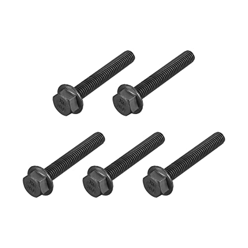 Image of METALLIXITY Flanged Hex Head Bolts (M8x50mm) 5pcs, Hexagon Serrated Flange Bolt Fully Thread Screw - for House Construction Hardware Fasteners