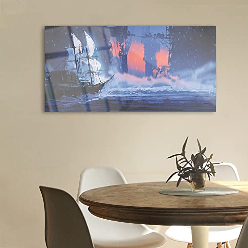 Tableau acrylique 100x50cm salon decoration murale vague mer
