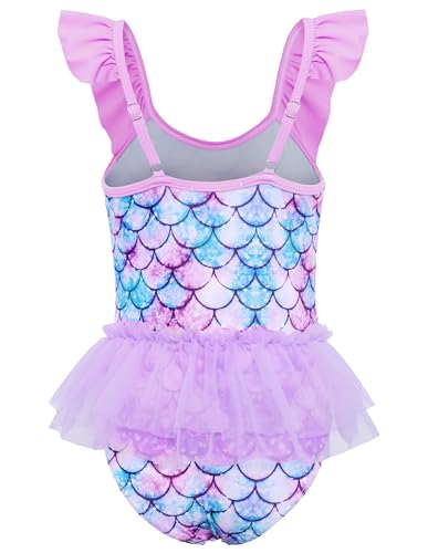 Girls Swimsuit One Piece Bathing Suit Mermaid Girls' Swimwear with Double Mesh Ballet Skirt 3-9 Years2