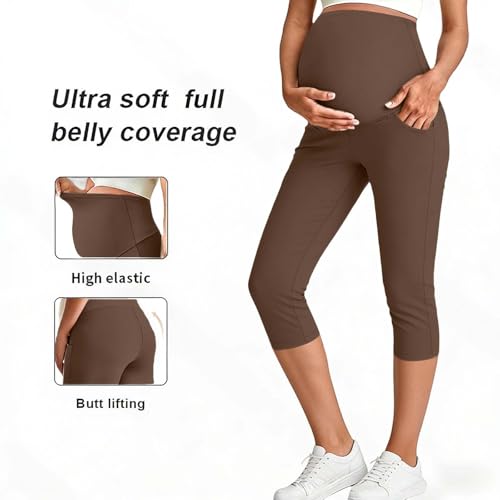 Pantalon de maternité avec poches et taille haute extensible