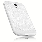 mumbi Hülle kompatibel mit Samsung Galaxy S4 mini Handy Case Handyhülle mit Motiv Mandala weiss, transparent