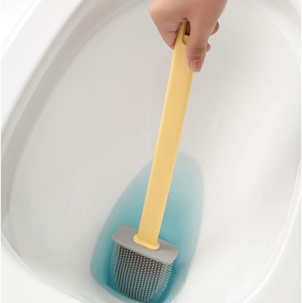 Toilet Brush Silicone Toilet Brush and Holder Set Wall Toilet Brush Holder for Bathroom Toilet Cleaning Brush Long Handle Toilet Brush for Home Bathroom (Color : Blue)