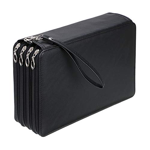 BTSKY PU leer 200 invoegen Super grote capaciteit multi-layer studenten gekleurde potlood wrap opbergkoffer tas zakje… - Afbeelding 5