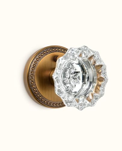Asidrama 1 Pack Antique Brass Gold Privacy Crystal Door Knobs